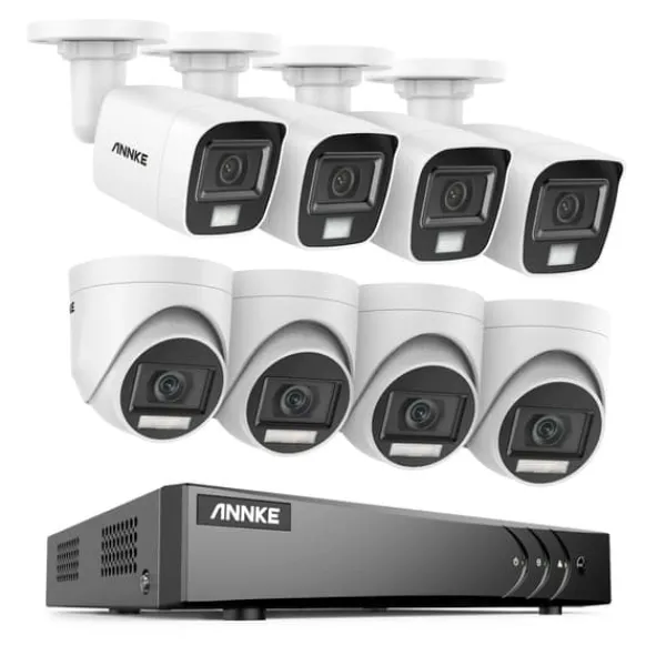 Sale Overvågningskamera System, 5MP Opløsning, Vejrbestandigt Design,8CH DVR 8Pcs Kits, Ingen Sikkerhedsmonitorer & Videokameraer