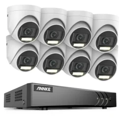 Sikkerhedsmonitorer & Videokameraer^Overvågningskamera System, 5MP Opløsning, Vejrbestandigt Design,8CH DVR 8Pcs Kits, 1T