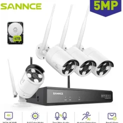 Sikkerhedsmonitorer & Videokameraer^Overvågningskamera System, 5MP Opløsning, Smart Nattesyn,4PCS-a