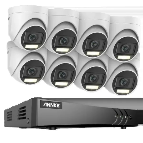 Sikkerhedsmonitorer & Videokameraer^Overvågningskamera System, 5MP Opløsning, Vejrbestandigt Design,8CH DVR 8Pcs Kits, Ingen
