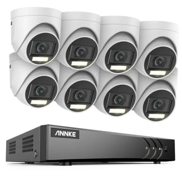 Sikkerhedsmonitorer & Videokameraer^Overvågningskamera System, 5MP Opløsning, Vejrbestandigt Design,8CH DVR 8Pcs Kits, Ingen