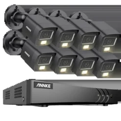 New Overvågningskamera System, 5MP Opløsning, Vejrbestandigt Design,8CH DVR 8Pcs Kits, 1T Sikkerhedsmonitorer & Videokameraer