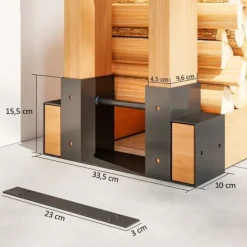 Discount 2-pak brændestativer til indendørs brug 33,5×10×15,5 cm, justerbar længde, metal, sort Tilbehør Til Brændeovne & Pejse