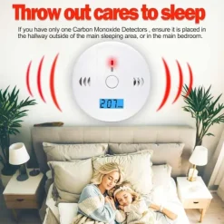 Røg- & Kulmonoxiddetektorer^1-pak kuliltealarm med LCD-display, UL2034-standard, egnet til hjemmebrug