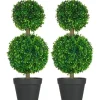 Online 2-pak kunstig buksbom 60 cm dobbeltkugle, UV-beskyttelse, til hjem & have Haveplanter