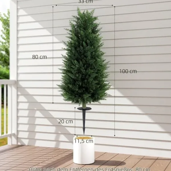 Træ^2-pak kunstig cypres 100 cm med jordspyd, naturtro til have & hjem