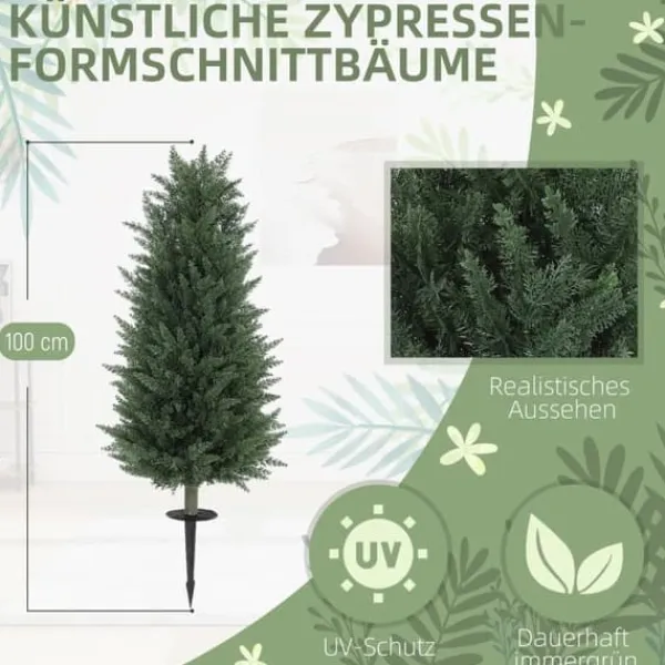 Træ^2-pak kunstig cypres 100 cm med jordspyd, naturtro til have & hjem