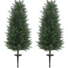 Havedekorationer^2-pak kunstig cypres 100 cm med jordspyd, naturtro til have & hjem