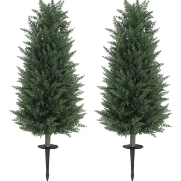 Havedekorationer^2-pak kunstig cypres 100 cm med jordspyd, naturtro til have & hjem
