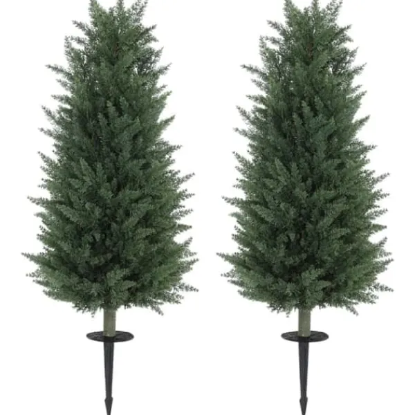 Havedekorationer^2-pak kunstig cypres 100 cm med jordspyd, naturtro til have & hjem
