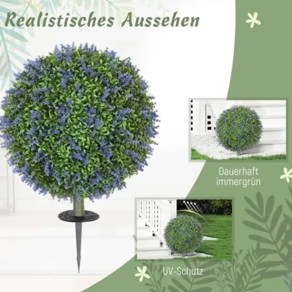 Hot 2-pak kunstig lavendel 60 cm UV-beskyttet med jordspyd, til hjem & have Haveplanter