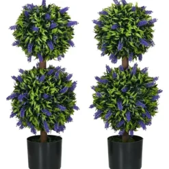 Havedekorationer^2-pak kunstig lavendel 70 cm med potte, UV-beskyttelse, til hjem & have