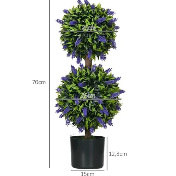 Havedekorationer^2-pak kunstig lavendel 70 cm med potte, UV-beskyttelse, til hjem & have