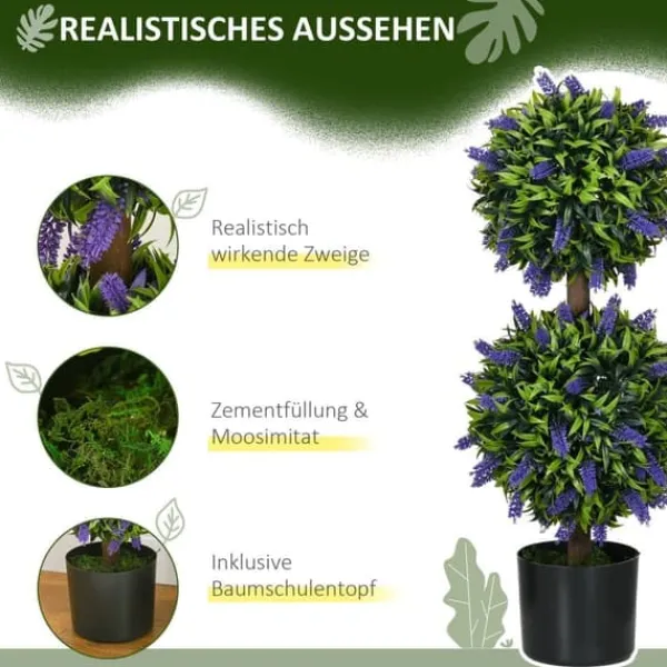 Havedekorationer^2-pak kunstig lavendel 70 cm med potte, UV-beskyttelse, til hjem & have