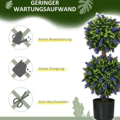Havedekorationer^2-pak kunstig lavendel 70 cm med potte, UV-beskyttelse, til hjem & have