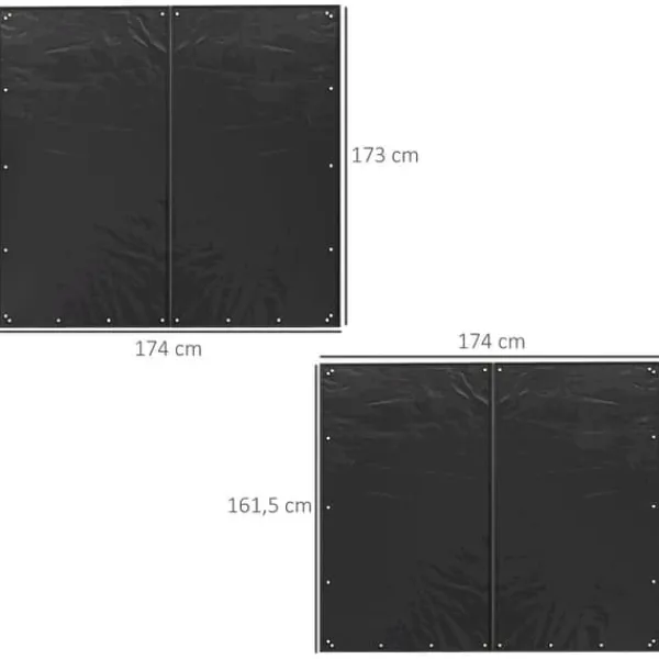 Tilbehør Til Brændeovne & Pejse^2-pak overtræk til brændestativ 174 cm, vandtæt 600D oxford, UV-beskyttelse, passer 176B x 163/175H cm, sort