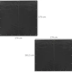 Tilbehør Til Brændeovne & Pejse^2-pak overtræk til brændestativ 174 cm, vandtæt 600D oxford, UV-beskyttelse, passer 176B x 163/175H cm, sort