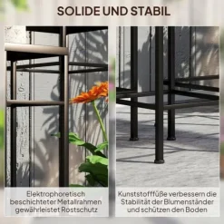 Outlet 3-pak plantestativer op til 71 cm, metal i tre størrelser – blå/hvid Plantestativer