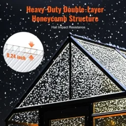 Drivhus^12-pak polycarbonat drivhuspaneler, 2' x 4', 0,24'' tykke tagplader, UV-beskyttelse, energibesparende, holdbare og lette.