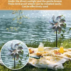 Til Fugle & Småvildt^4-pak Reflekterende Fugleskræmselsmøller 50 cm - Vinddrevet & Dekorativt | Naturligt fugleafvisende middel til have/altan