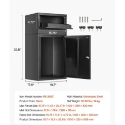 Sale Pakkeafleveringsboks, Tyverisikring Design, Vejrbestandig Konstruktion,36tommer Postkasser & Brevindkast
