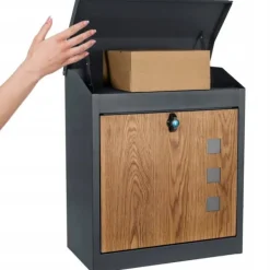 Viking Choice Postkasser & Brevindkast^Pakkepostkasse - 43x24x52 cm - metal - antracit, trælook