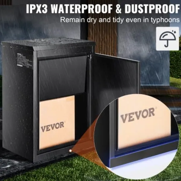 Postkasser & Brevindkast^Pakkepostkasse, 39,1x26,9x52,1 cm, Sort, Galvaniseret stål