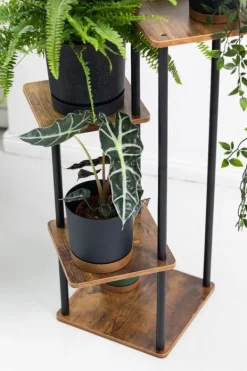 Plantestativer^PALACE metal stående blomsterstander - sort stander til 5 blomsterpotter