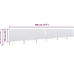 Vinddekoration^6-panels foldbart læsejl - UV-beskyttelse | Farve: Sandhvid | Størrelse: 800x160 cm
