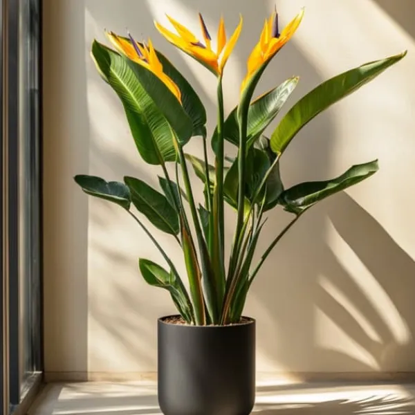 Krukkeplanter Indendørs^Paradisfugl - Strelitzia reginae - med blomster - Højde 70-100cm - Ø19cm
