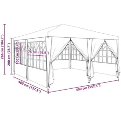 Telte & Lysthuse^Party Telt Anthracit & Hvid - Rummeligt 400x400 cm | Farve: Anthracit & Hvid | Størrelse: 400x400x266 cm