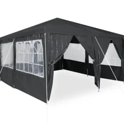 Telte & Lysthuse^Party Telt Anthracit & Hvid - Rummeligt 400x400 cm | Farve: Anthracit & Hvid | Størrelse: 400x400x266 cm