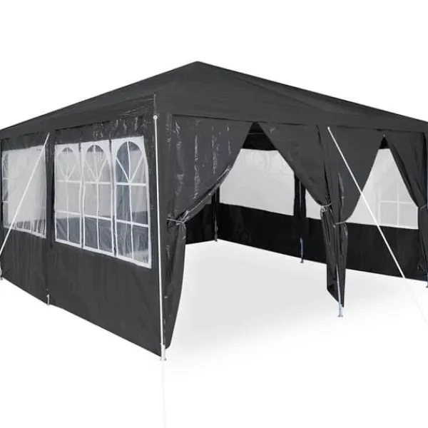 Telte & Lysthuse^Party Telt Anthracit & Hvid - Rummeligt 400x400 cm | Farve: Anthracit & Hvid | Størrelse: 400x400x266 cm