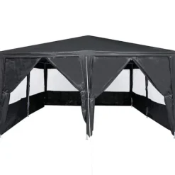 Telte & Lysthuse^Party Telt Anthracit & Hvid - Rummeligt 400x400 cm | Farve: Anthracit & Hvid | Størrelse: 400x400x266 cm