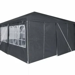 Telte & Lysthuse^Party Telt Anthracit & Hvid - Rummeligt 400x400 cm | Farve: Anthracit & Hvid | Størrelse: 400x400x266 cm