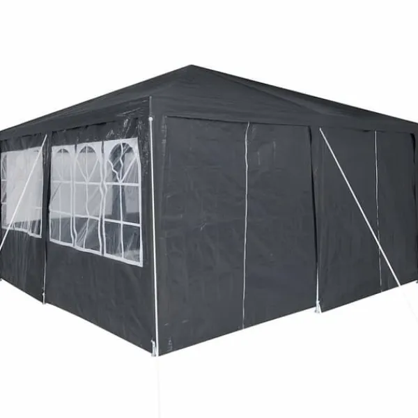 Telte & Lysthuse^Party Telt Anthracit & Hvid - Rummeligt 400x400 cm | Farve: Anthracit & Hvid | Størrelse: 400x400x266 cm