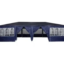 Telte & Lysthuse^Party Tent - Utendørs Festtelt i Polyester og Stål | Farve: Blå og Hvid | Størrelse: 800x400x266 cm