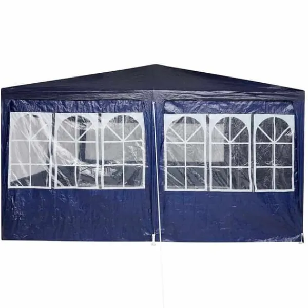 Telte & Lysthuse^Party Tent - Utendørs Festtelt i Polyester og Stål | Farve: Blå og Hvid | Størrelse: 800x400x266 cm