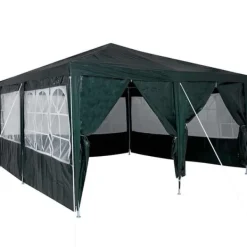Clearance Party Tent Grøn og Hvid - Rummeligt Festtelt til Udendørs Arrangements | Størrelse: 400x400x266 cm Telte & Lysthuse