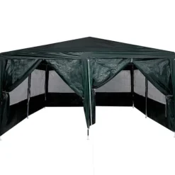 Clearance Party Tent Grøn og Hvid - Rummeligt Festtelt til Udendørs Arrangements | Størrelse: 400x400x266 cm Telte & Lysthuse