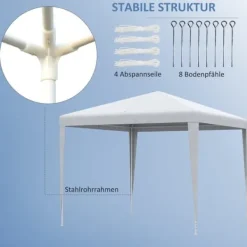 Discount Pavillon 2,7×2,7 m vandafvisende og vinterfast, hvid Telte & Lysthuse