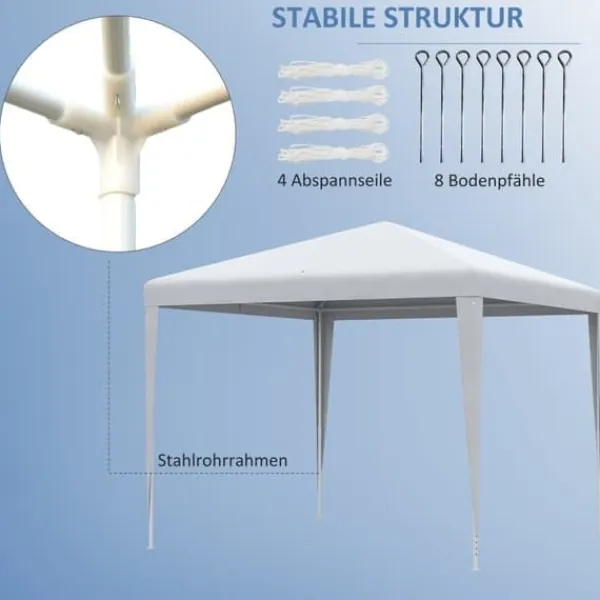 Discount Pavillon 2,7×2,7 m vandafvisende og vinterfast, hvid Telte & Lysthuse