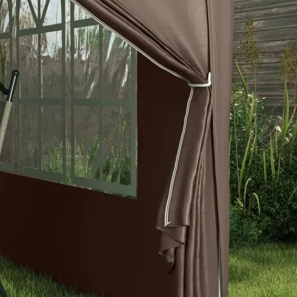 Telte & Lysthuse^Pavillon ca. 3x3 m pop-up, vandafvisende, vintertålelig, UV-beskyttelse 50+, 4 sidevægge & taske, kaffebrun