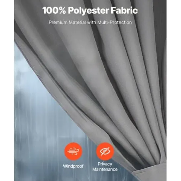 New Pavillon Gardiner, 284x284x204 cm, Grå, Vandtæt Polyester Telte & Lysthuse