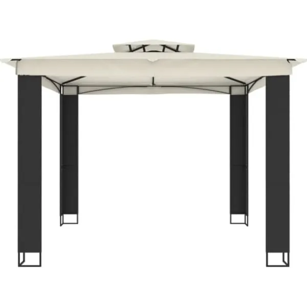 Telte & Lysthuse^Pavillon med dobbelt tag - Stål | Farve: Creme | Størrelse: 2,94x2,94 m