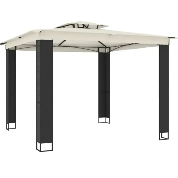 Telte & Lysthuse^Pavillon med dobbelt tag - Stål | Farve: Creme | Størrelse: 2,94x2,94 m