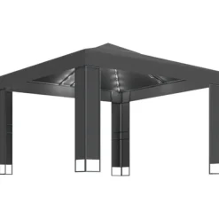Discount Pavillon med dobbelt tag og LED-lyskæder - Havepavillon | Farve: Antracitgrå | Størrelse: 3x3 m Telte & Lysthuse