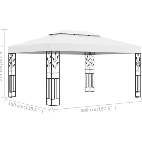 Telte & Lysthuse^Pavillon med dobbelttag 3x4 m hvid - Pavillon - Pavilloner - Home & Living
