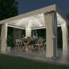 Sale Pavillon med gardin og LED-lyskæder 4x3 m | Farve: Creme Telte & Lysthuse