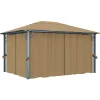 Telte & Lysthuse^Pavillon med gardin 400x300 cm - Solid aluminium | Farve: Gråbrun